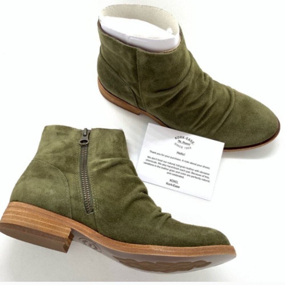 KORK-EASE GIBA OLIVE SUEDE BOOTIES SZ 10M - Picture 2 of 9